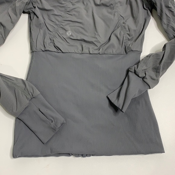 Lululemon Reversible Dance Studio Jacket Blurred Grey Zip Up Hooded Thumbholes 4 - Picture 11 of 16
